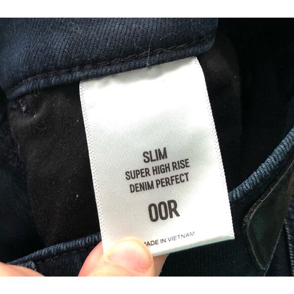 EXPRESS Womens Size 00 R Slim Super High Rise Denim Perfect Dark Wash Blue Jeans - Picture 5 of 6